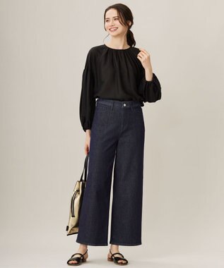 自由区 S 【洗える】キュプラコットンツイルプルオーバー ブラウス ブラック