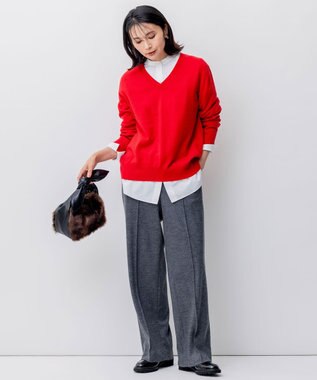 23区 S 【洗える】CANCLINI バンドカラー シャツ ホワイト系