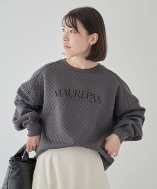 Green Parks ショート丈キルトロゴプルオーバー Gray