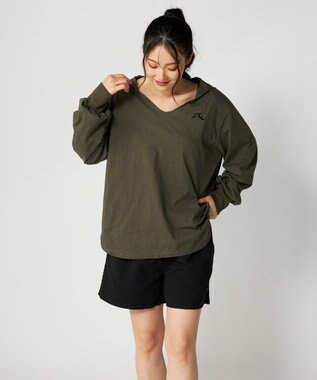 OP／FILA 【RUSTY】ミニ裏毛プルパーカー付き4点セット水着 カーキ
