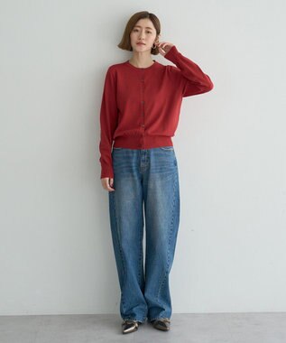 YECCA VECCA 【UVカット】クルーネックカーディガン Red