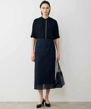 ICB グリッドパターンレース スカート ダルブルー