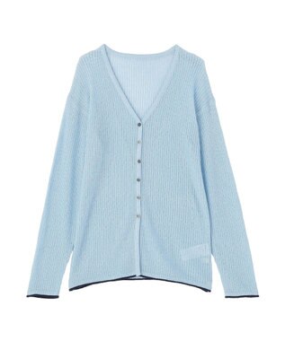 earth music&ecology バイカラーハリヌキカーディガン Light Blue