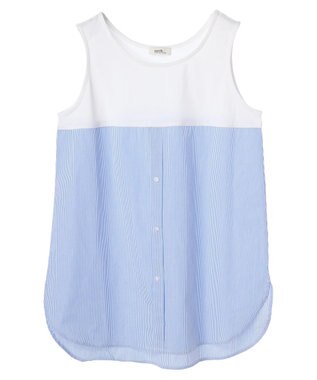 earth music&ecology ＳＥＴ２点カットプルオーバー＋シャツドッキングタンク Ivory