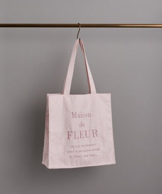 Maison de FLEUR ツイードロゴ刺繍スクエアトートバッグ Pink