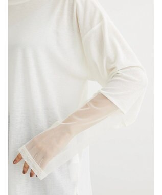 Green Parks 袖チュールドッキングシアープルオーバー Off White