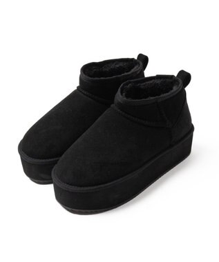 WEGO 【暖かい】厚底ショートFムートンブーツ ブラック