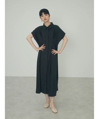 Green Parks ａ．タックプリーツシャツワンピース Black