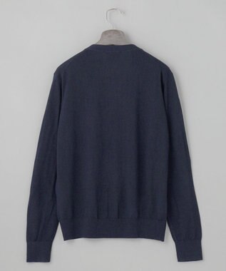 GOTAIRIKU 体温調整に【洗える/チクチクしにくい/ピリングしにくい】イタリア糸 ハイゲージ カーディガン_WOOL100% ネイビー系
