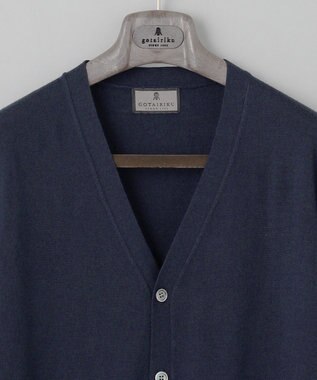 GOTAIRIKU 体温調整に【洗える/チクチクしにくい/ピリングしにくい】イタリア糸 ハイゲージ カーディガン_WOOL100% ネイビー系