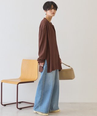 AMERICAN HOLIC 楊柳バンドカラーシャツ Brown