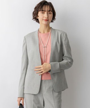 23区 【先行予約】アイアスマットストレッチ ノーカラージャケット ライトグレー系