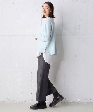 UNFILO イージーケア ワイドパンツ チャコールグレー