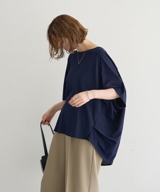 YECCA VECCA 異素材切替バックデザインプルオーバー Navy