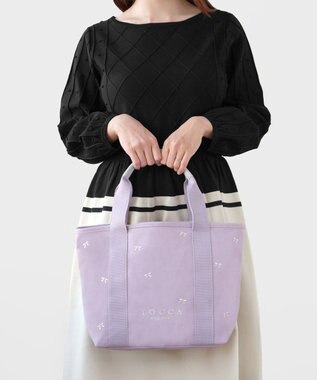 TOCCA 【大人百花コラボカラー有・WEB＆一部店舗限定】LUCKY SHOWER CANVASTOTE キャンバス トートバッグ ラベンダー×リボン柄