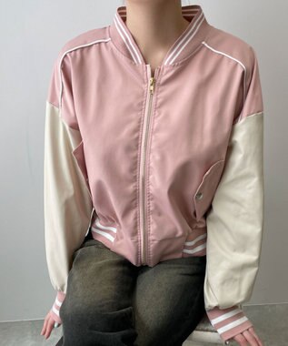 WEGO 配色デザインブルゾン ピンク