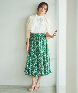 Feroux 【洗える】Vネックシアー カーデ ベージュ系