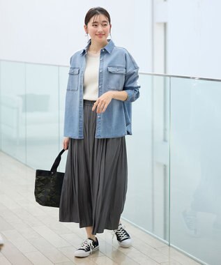 ANY 【洗濯機可/ストレッチ】デニムシャツ ブリーチ