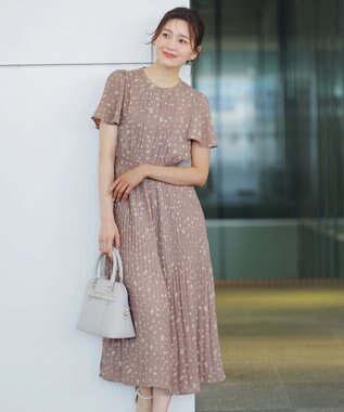 ANY SIS シアーパターン ワンピース ベージュ花柄