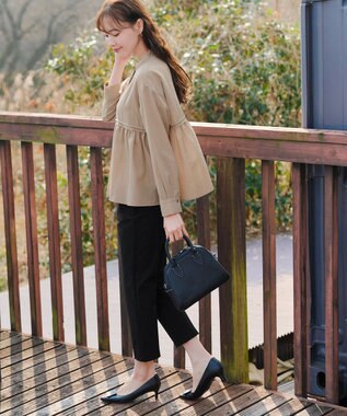 Tiaclasse 【洗える】ピンタックギャザーブラウス モカ