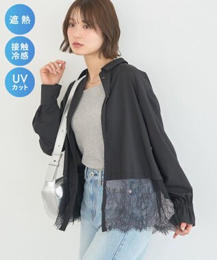 earth music&ecology 【予約】適ON レースヘムシャツ