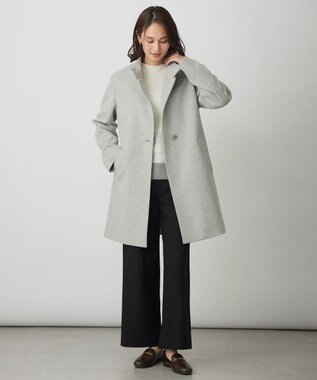 J.PRESS LADIES ショートビーバー スタンドカラー コート トップグレー系