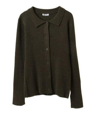 CRAFT STANDARD BOUTIQUE 襟付きニットコンパクトカーディガン Green