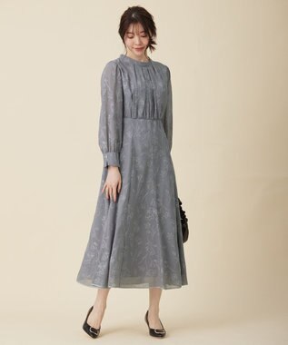 ANY SIS 【Lily Calin】ラインエンブロイダリー ドレス アイスグレー