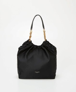 TOPKAPI 【TREASURE TOPKAPI】コンビチェーン ギャザー ナイロン トートバッグ ブラック