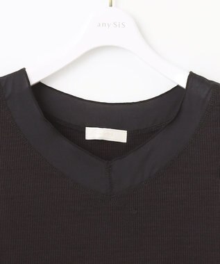 ANY SIS シアーコンビテレコ タンクトップ ブラック