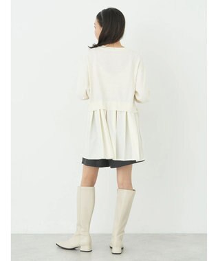 earth music&ecology プリーツドッキングカーディガン Ivory