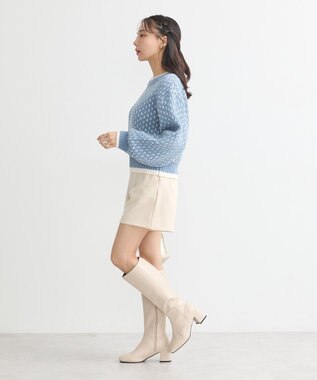 earth music&ecology ポコポコジャガードニットプルオーバー Blue