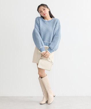 earth music&ecology ポコポコジャガードニットプルオーバー Blue