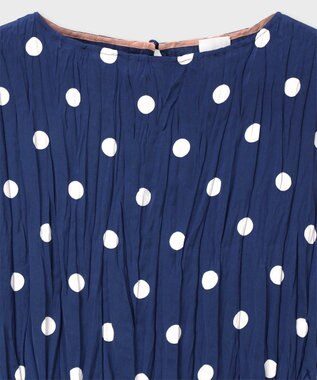 Paul Smith Large Polka 半袖ブラウス インディゴブルー