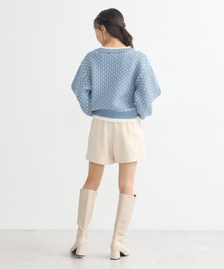 earth music&ecology ポコポコジャガードニットプルオーバー Blue