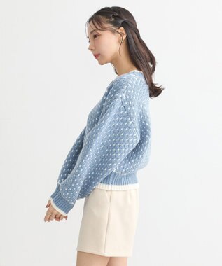 earth music&ecology ポコポコジャガードニットプルオーバー Blue