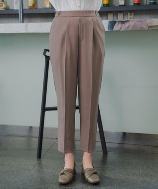 Tiaclasse 【ブラウス&パンツ2点セット】サイドプリーツブラウス×テーパードパンツ セットアップ モカ