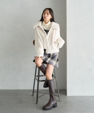 earth music&ecology ファーショートコート アイボリー