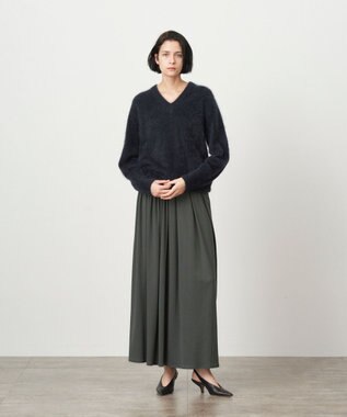 ATON SUVIN FRISE | ドレープスカート CHARCOAL GRAY