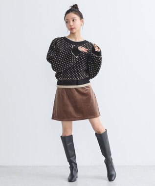 earth music&ecology ポコポコジャガードニットプルオーバー Black