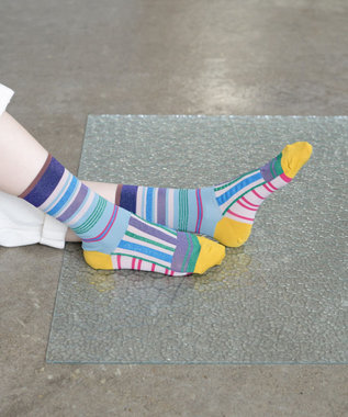 COQ HORIZON ラメボーダーソックス スカイブルー