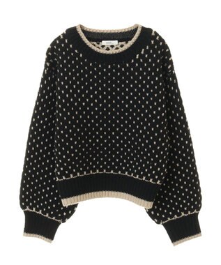 earth music&ecology ポコポコジャガードニットプルオーバー Black