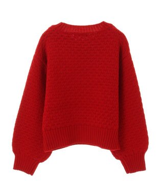 earth music&ecology ポコポコジャガードニットプルオーバー Red