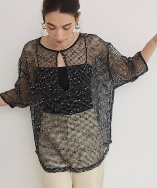 WEGO 【ANGIE VINTAGE】メッシュスキッパープルオーバー ブラック