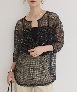 WEGO 【ANGIE VINTAGE】メッシュスキッパープルオーバー ブラック
