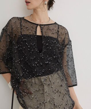 WEGO 【ANGIE VINTAGE】メッシュスキッパープルオーバー ブラック