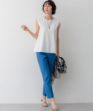 23区 【先行予約/CanCam掲載】リネンレーヨンストレッチ テーパード パンツ グレイッシュブルー系