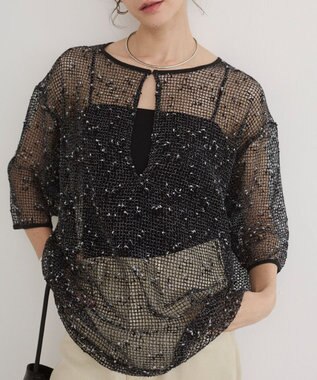 WEGO 【ANGIE VINTAGE】メッシュスキッパープルオーバー ブラック