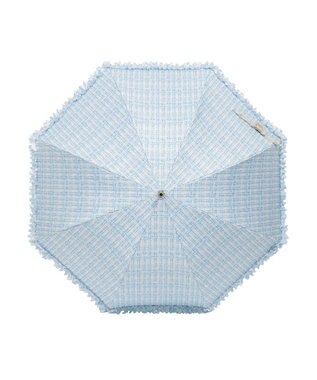 MOONBAT 【遮光/晴雨兼用日傘】LANVIN en Bleu (ランバン オン ブルー)ドビーフリル ハート 遮熱 UV 長傘 ブルー（ツイード）