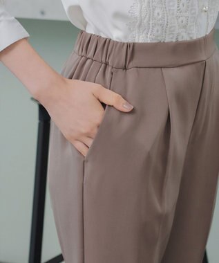 Tiaclasse 【ブラウス&パンツ2点セット】サイドプリーツブラウス×テーパードパンツ セットアップ モカ